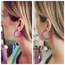 Load image into Gallery viewer, Amethyst Purple Small Classic Hoops
