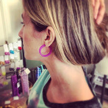 Load image into Gallery viewer, Amethyst Purple Small Classic Hoops