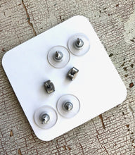 Load image into Gallery viewer, Red Silver Circles &amp; Olive Tiny Geo Stud Earrings Set