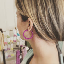 Load image into Gallery viewer, Amethyst Purple Frosted Classic Lucite Hoop Earrings
