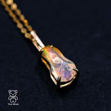 Load image into Gallery viewer, Minimalist Mexican Fire Opal Diamond Pendant Necklace 18K Yellow Gold