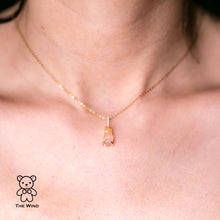 Load image into Gallery viewer, Minimalist Mexican Fire Opal Diamond Pendant Necklace 18K Yellow Gold