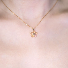 Load image into Gallery viewer, Fire Opal Diamond Flower Design Necklace 14k Yellow Gold