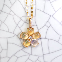 Load image into Gallery viewer, Fire Opal Diamond Flower Design Necklace 14k Yellow Gold