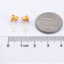 Load image into Gallery viewer, 18K Gold Mexican Fire Opal Diamond Trio Stud Earrings