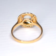 Load image into Gallery viewer, Mexican Fire Opal, Turquoise, Halo Diamond Engagement Ring in 18K Yellow Gold