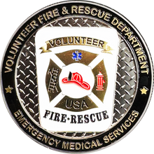 Load image into Gallery viewer, BL3-002 Volunteer Fire Fighter AEMT EMT Paramedic Fire Rescue Department Challenge Coin
