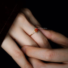 Load image into Gallery viewer, Fireball - Fire Opal &amp; Diamond Engagement Wedding Ring 18K Yellow Gold