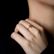 Load image into Gallery viewer, Fireball - Fire Opal &amp; Diamond Engagement Wedding Ring 18K Yellow Gold