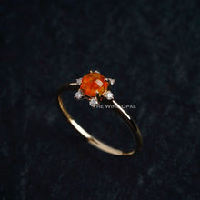 Load image into Gallery viewer, Fireball - Fire Opal &amp; Diamond Engagement Wedding Ring 18K Yellow Gold