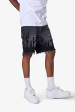 Load image into Gallery viewer, Flame Denim Shorts - Washed Black