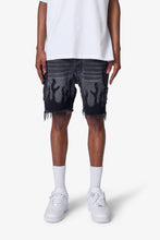 Load image into Gallery viewer, Flame Denim Shorts - Washed Black