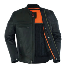 Load image into Gallery viewer, Men&#39;s Sporty Lightweight Black Leather Cross Over Jacket