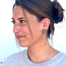 Load image into Gallery viewer, Secret Garden Floral Tri Dot Drop Earrings
