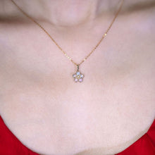 Load image into Gallery viewer, Flower Design Solid Opal Diamond Necklace 14k Yellow Gold
