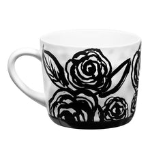 Load image into Gallery viewer, Forever &amp; Always Mug in White with Black Floral Artwork | Giftable Coffee Tea Cup | 15oz