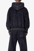 Load image into Gallery viewer, Frayed Seam Acid Wash Hoodie - Black