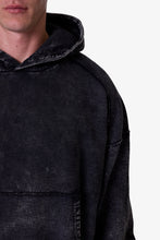 Load image into Gallery viewer, Frayed Seam Acid Wash Hoodie - Black