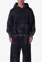 Load image into Gallery viewer, Frayed Seam Acid Wash Hoodie - Black