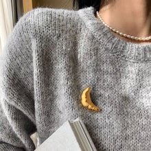Load image into Gallery viewer, French Croissant Brooch in Gold &amp; Silver 1.4" Metal Pin for Food Lovers