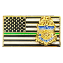 Load image into Gallery viewer, BFP-001 CBP Border Patrol Agent Thin Green Line Flag Pin Honor First BPA