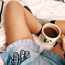 Load image into Gallery viewer, Blue Cotton Monogrammed Pajama Shorts