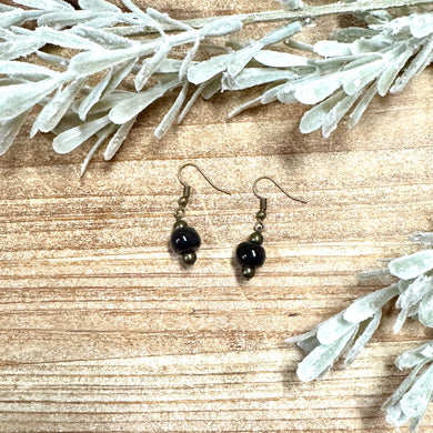 Simple Ceramic Earring- Black Onyx
