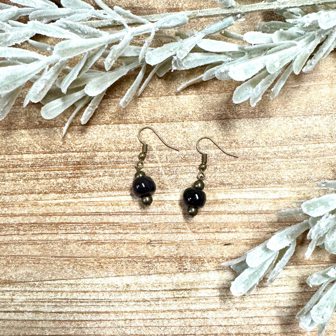 Simple Ceramic Earring- Black Onyx