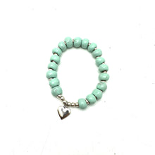 Load image into Gallery viewer, Heart Charm Bracelet- Aqua