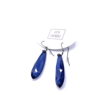 Load image into Gallery viewer, Denim Blue Faceted Briolette Leverback TearDrop Earrings