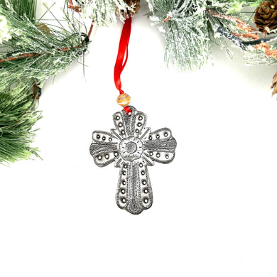Floral Cross Ornament