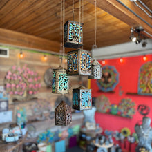 Load image into Gallery viewer, Painted Palm Hanging Lantern