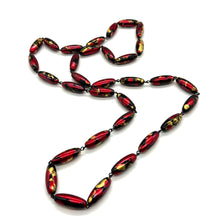 Load image into Gallery viewer, Cherry Red &amp; Gold Oval Painter Opera Necklace