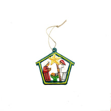 Load image into Gallery viewer, Painted Nativity Ornament- Dark Green