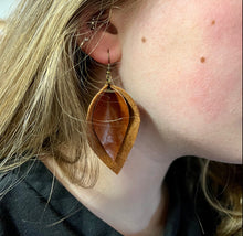 Load image into Gallery viewer, Large Double Leaf Goat Leather Earrings