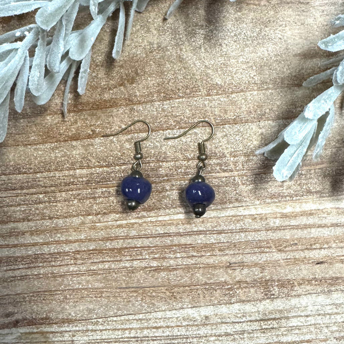 Simple Ceramic Earring- Deep Purple
