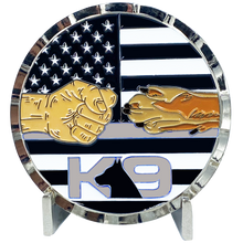 Load image into Gallery viewer, BB-014 K9 Thin Gray Line Challenge Coin Fist Paw Bump Corrections Correctional Officer CO Police
