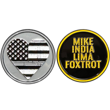 Load image into Gallery viewer, BL8-003 MILF Correctional Officer Challenge Coin Thin Gray Line Heart Flag Wife Girlfriend Sidepiece gifts
