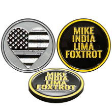 Load image into Gallery viewer, BL8-003 MILF Correctional Officer Challenge Coin Thin Gray Line Heart Flag Wife Girlfriend Sidepiece gifts