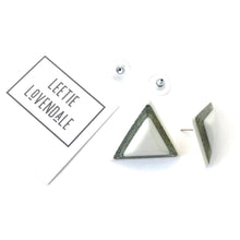 Load image into Gallery viewer, White &amp; Silver Sparkle Triangle Stud Earrings