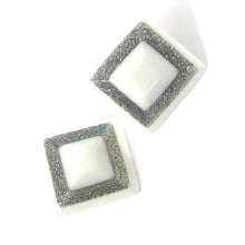 Load image into Gallery viewer, White Sparkle Square Stud Earrings