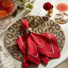 Load image into Gallery viewer, Gold trim dinner napkins, berry, set of two