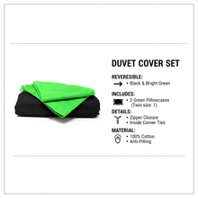 Load image into Gallery viewer, Tache Cotton Lime Green &amp; Black Reversible Duvet Cover (DC32PC)
