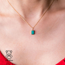 Load image into Gallery viewer, Geometric Pattern Rectangle Australian Doublet Opal Necklace 14k Yellow Gold