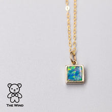 Load image into Gallery viewer, Geometric Square Shaped Australian Doublet Opal Pendant 14k Yellow Gold