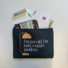 Load image into Gallery viewer, GetBullish I'm Not Old, I'm Mid-Century Modern Canvas Zipper Pouch 9.5" x 7" | Cosmetics Bag or Pencil Case