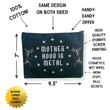 Load image into Gallery viewer, GetBullish Motherhood is Metal Canvas Zipper Pouch 9.5" x 7" | Cosmetics Bag or Pencil Case