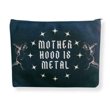 Load image into Gallery viewer, GetBullish Motherhood is Metal Canvas Zipper Pouch 9.5" x 7" | Cosmetics Bag or Pencil Case