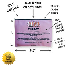 Load image into Gallery viewer, GetBullish Slay the Day Canvas Zipper Pouch 9.5" x 7" | Cosmetics Bag or Pencil Case