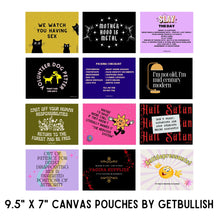 Load image into Gallery viewer, GetBullish Slay the Day Canvas Zipper Pouch 9.5" x 7" | Cosmetics Bag or Pencil Case
